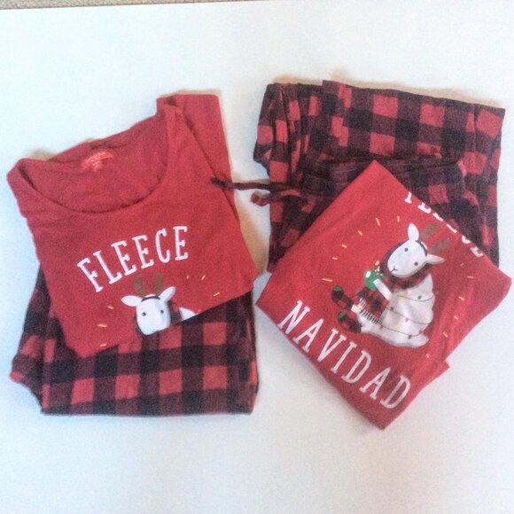 Macy's Family Pajamas Fleece Navidad Buffalo Plaid Pants Unisex Bundle L/XL - Picture 1 of 9